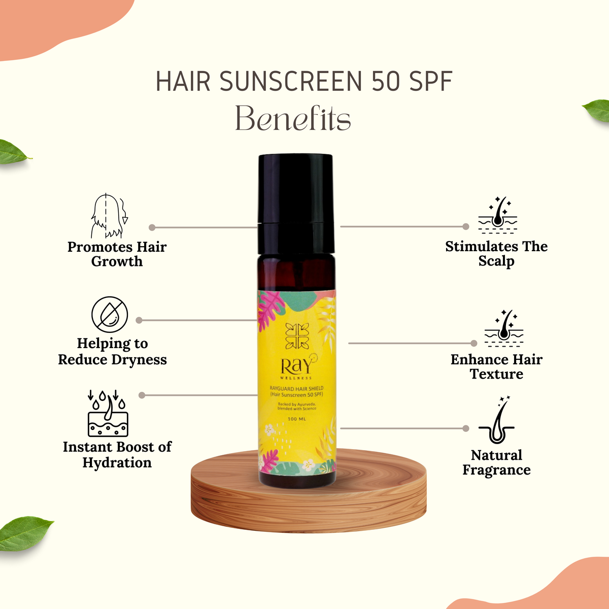 Hair Sunscreen Mist & Perfume for  UV Protection SPF 50