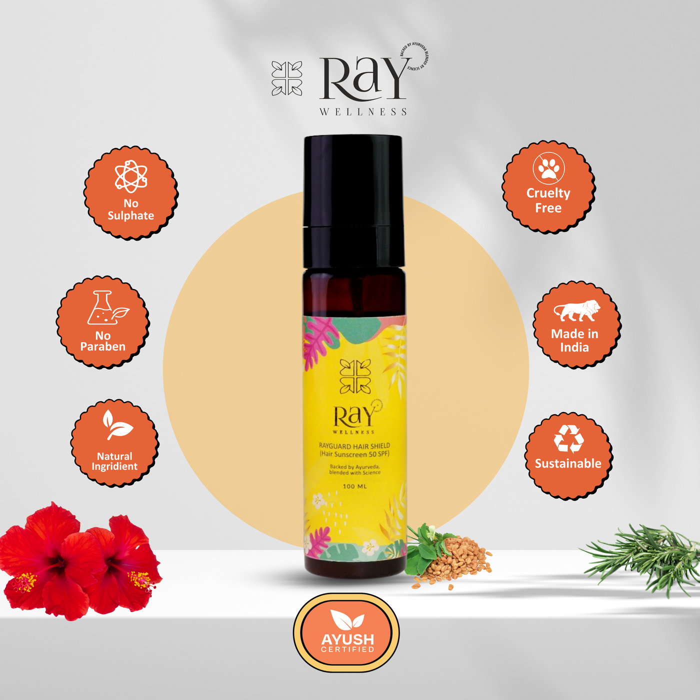 Hair Sunscreen Mist & Perfume for  UV Protection SPF 50