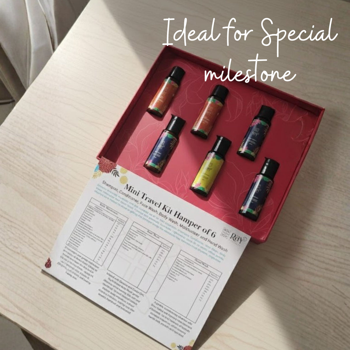 Hamper 3 : Travel Pack - Nourishing Shampoo, Hair Conditioner, Face Wash, Body Wash, Body Moisturizer & Face Sunscreen Mist SPF 50 | 30 ml X 6