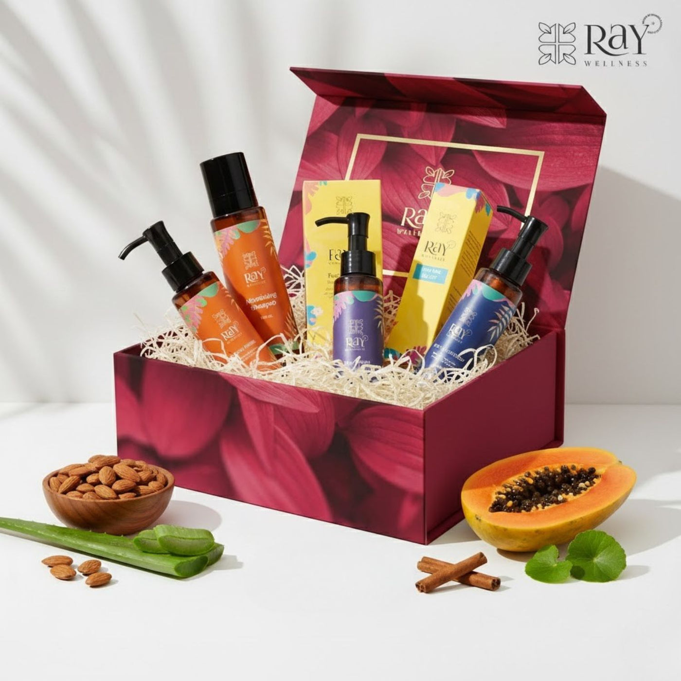 Hamper 3 : Travel Pack - Nourishing Shampoo, Hair Conditioner, Face Wash, Body Wash, Body Moisturizer & Face Sunscreen Mist SPF 50 | 30 ml X 6
